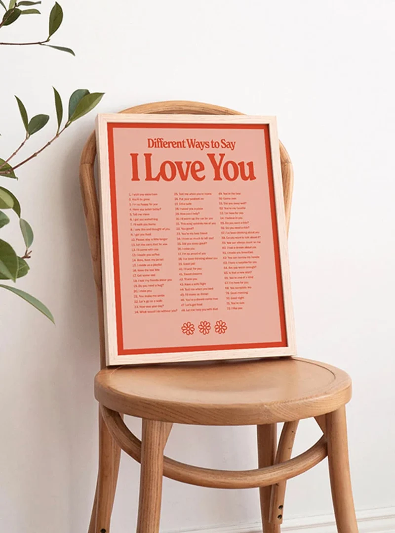 Poster Valentinstag Ich liebe Dich · Verschiedene Wege zu sagen ich liebe Dich · Deko Print ohne Rahmen