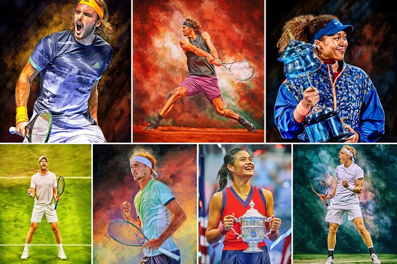 Tennis Spieler Jubel Sieger Pokal · Geschenkidee · Deko Print ohne Rahmen