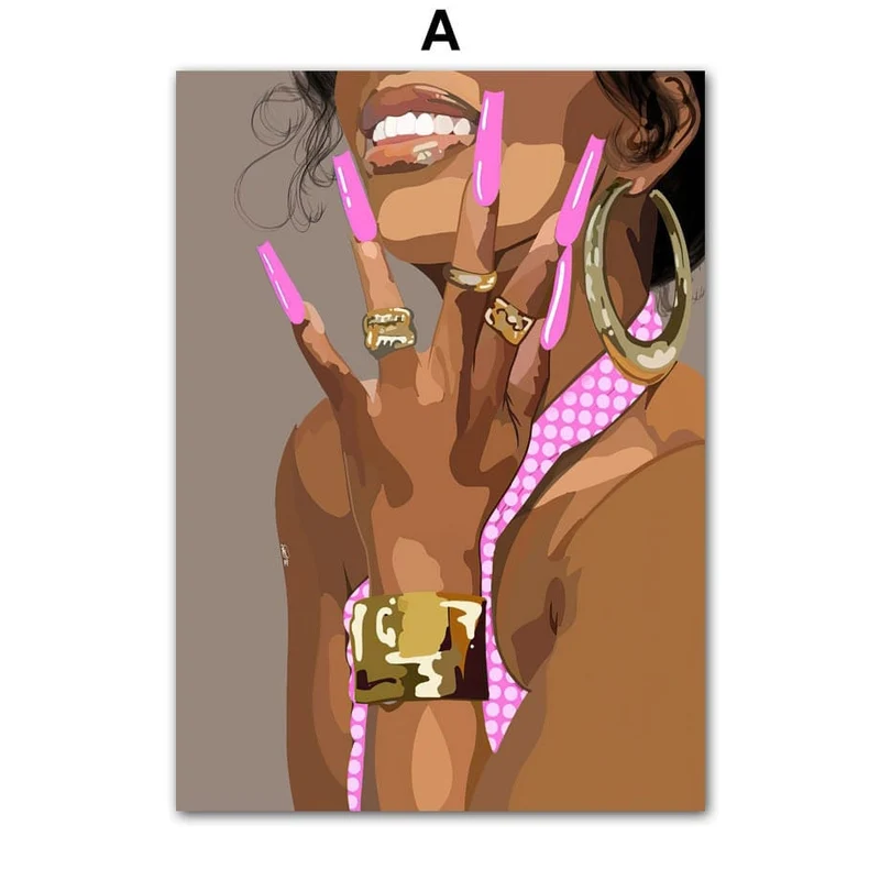 Poster Boho Nägel Frau | Schwarz Braun · Bilder Wohnzimmer | Wandbilder Schlafzimmer | Deko Print ohne Rahmen | Bilder Kunstdruck