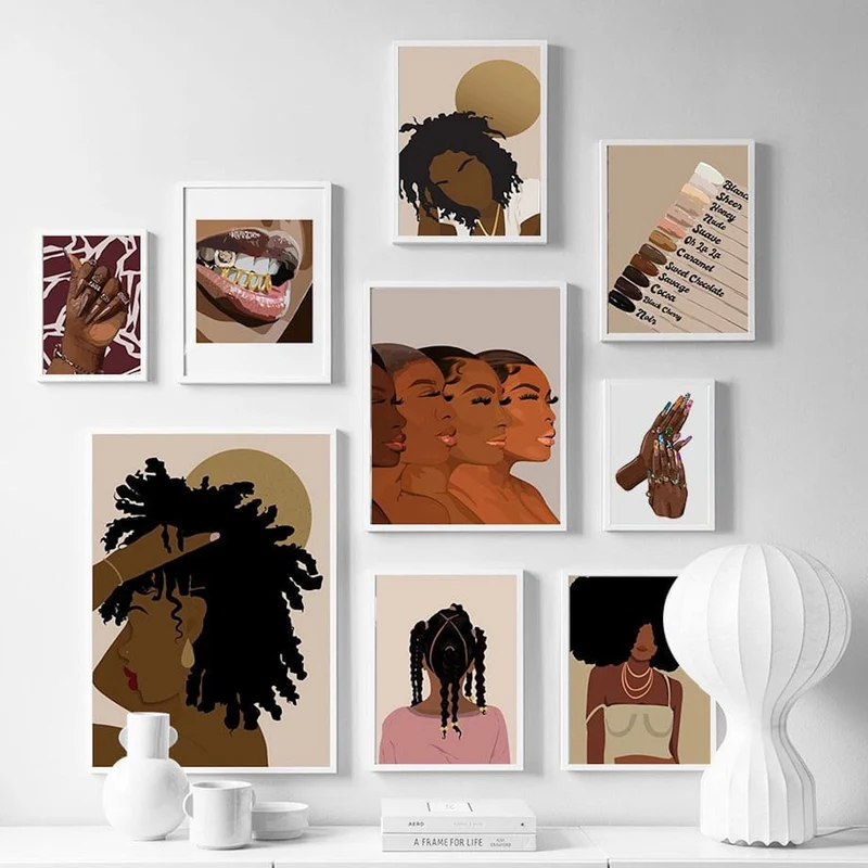 Poster Hip Hop Schmuck Mode | Schwarz Mädchen · Bilder Wohnzimmer | Wandbilder Schlafzimmer | Deko Print ohne Rahmen | Bilder Kunstdruck