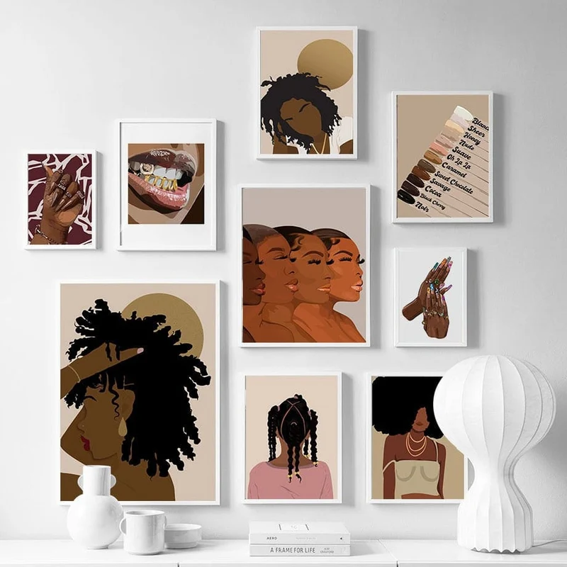 Poster Hip Hop Schmuck Mode | Schwarz Mädchen · Bilder Wohnzimmer | Wandbilder Schlafzimmer | Deko Print ohne Rahmen | Bilder Kunstdruck