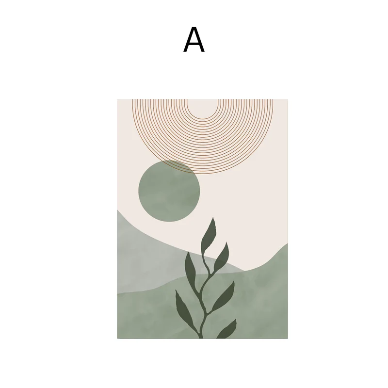 Blätter Boho Geometrische Formen Grün Poster · Geschenkidee · Deko Print ohne Rahmen