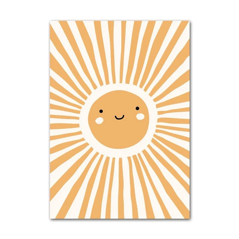 Kinderzimmer Bilder Sonnenstrahlen Blumen Regenbogen Wolke Sonne · Geschenkidee · Deko Print ohne Rahmen