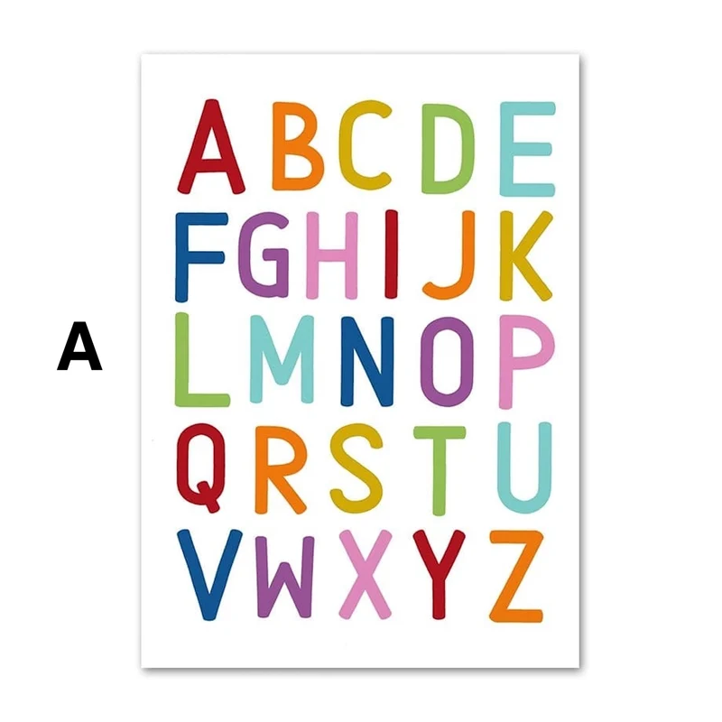 Poster Kinder Regenbogen Sonne Sprüche und Alphabet als Deko Print ohne Rahmen