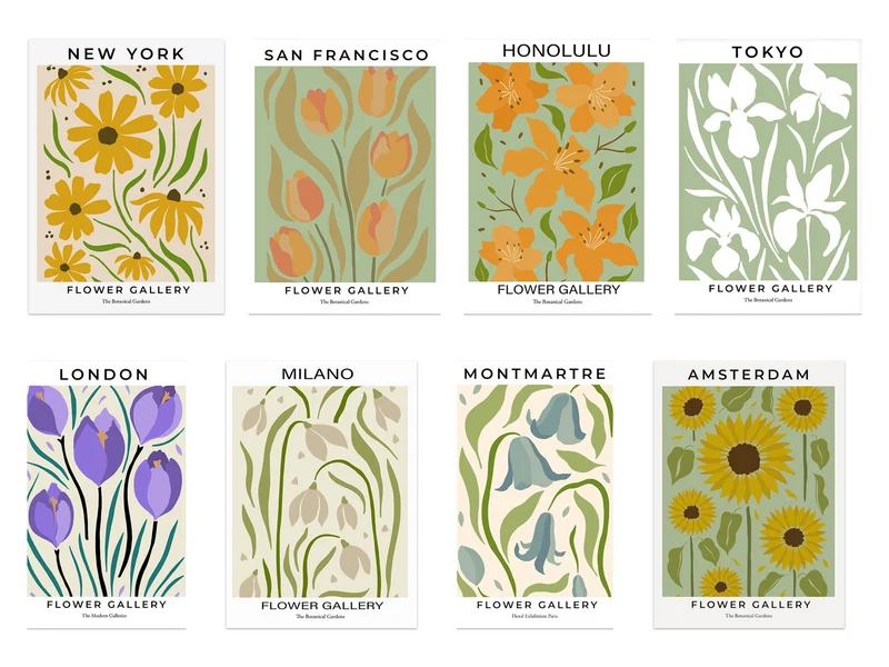Poster Blumen Markt San Francisco Mailand London · Geschenkidee · Deko Print ohne Rahmen
