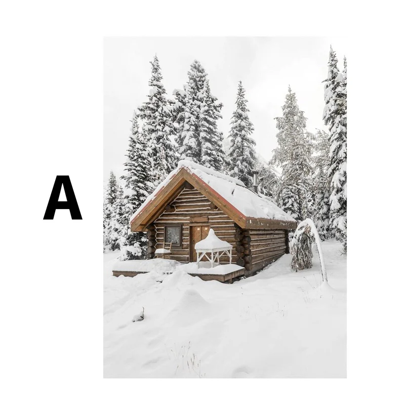 Winter Tannenzapfen Baumstämme Frostblätter Poster · Bilder Wohnzimmer · Wandbilder Schlafzimmer · Deko Print ohne Rahmen