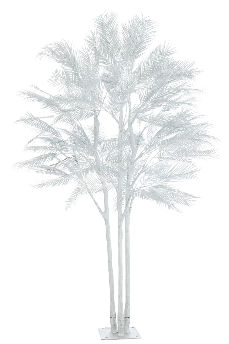 Eleganter Baum mit Palmblättern aus Stahl in Silber – Perfekte Dekoration für Ihr Zuhause, Büro, Geschäft und mehr