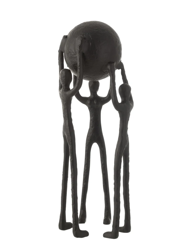 Schwarze Aluminiumfiguren - Gemeinschaft und Spiel vereint Höhe 46.5cm