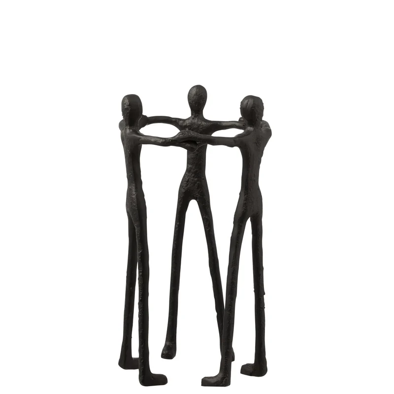2er Set Figur Personen bilden ein Kreis aus Aluminium in Schwarz - Symbol der Einheit und Zusammengehörigkeit