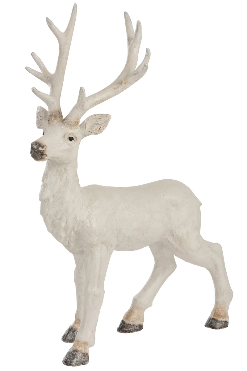 Hirsch Figuren aus Magnesia in Weiß - Eleganz für Innen und Außen Höhe 104cm oder 67cm