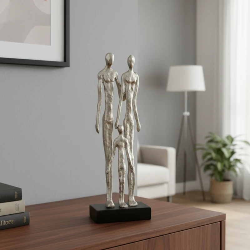 Familia Harmonia Familienskulptur aus Aluminium Silber