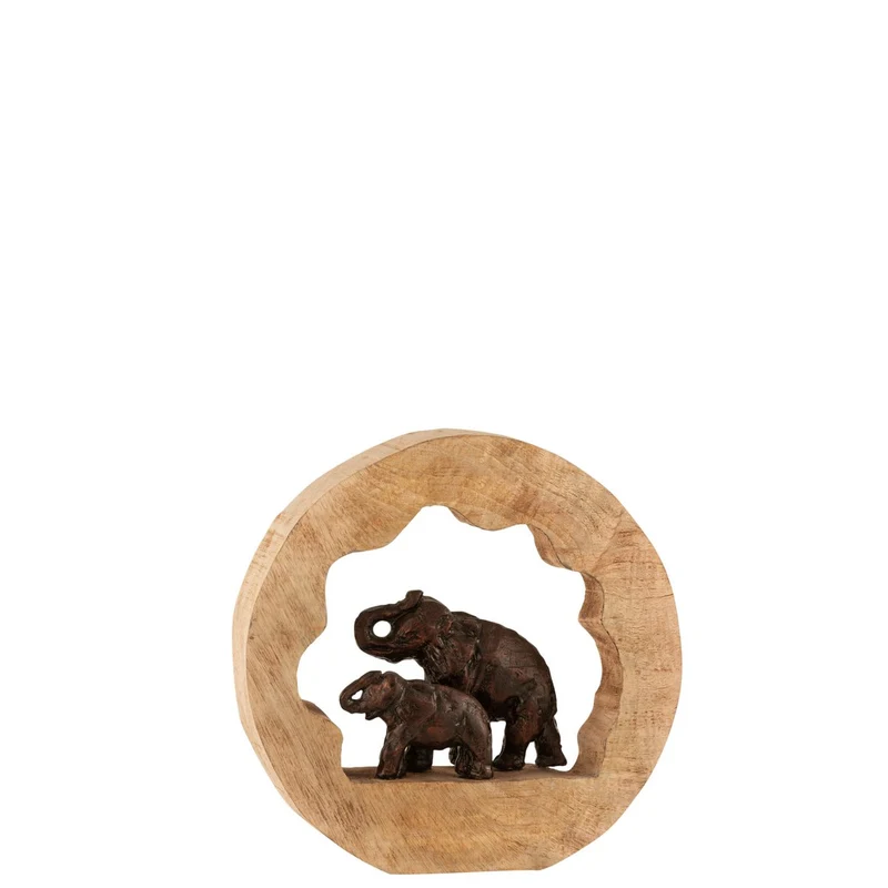 Stilvolle Elefantenfigur aus Mangoholz und Aluminium in Bronze-Optik - Klein