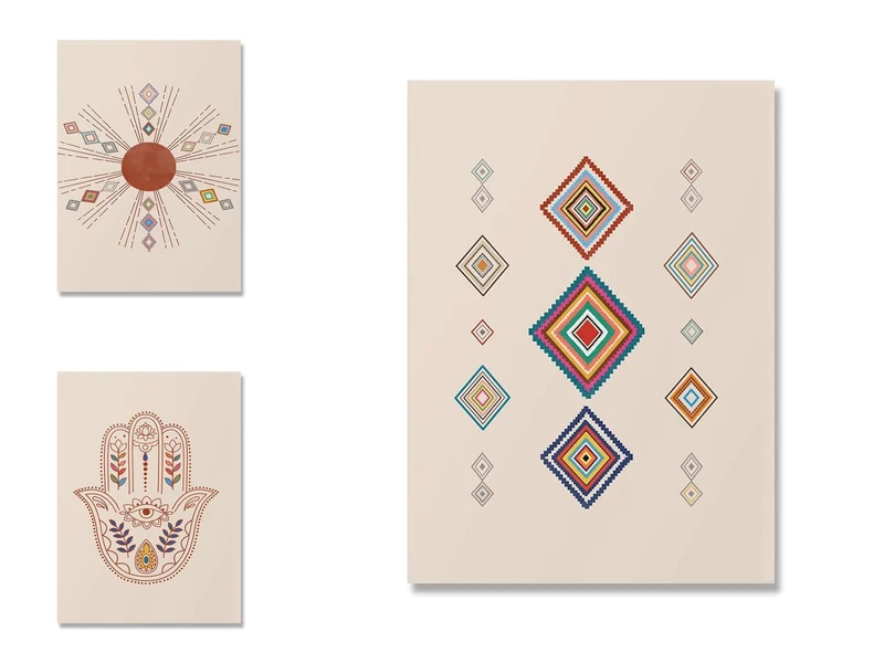 Poster Boho Marokkanisch Teppich Kunst Hand Fatima als Deko Print ohne Rahmen