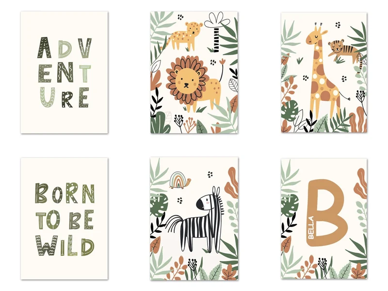 Poster Safari Hakuna Matata Löwe Personalisierter Name als Deko Print ohne Rahmen