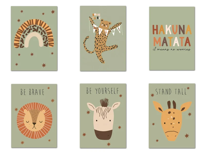 Poster Safari Hakuna Matata Löwe Regenbogen als Deko Print ohne Rahmen