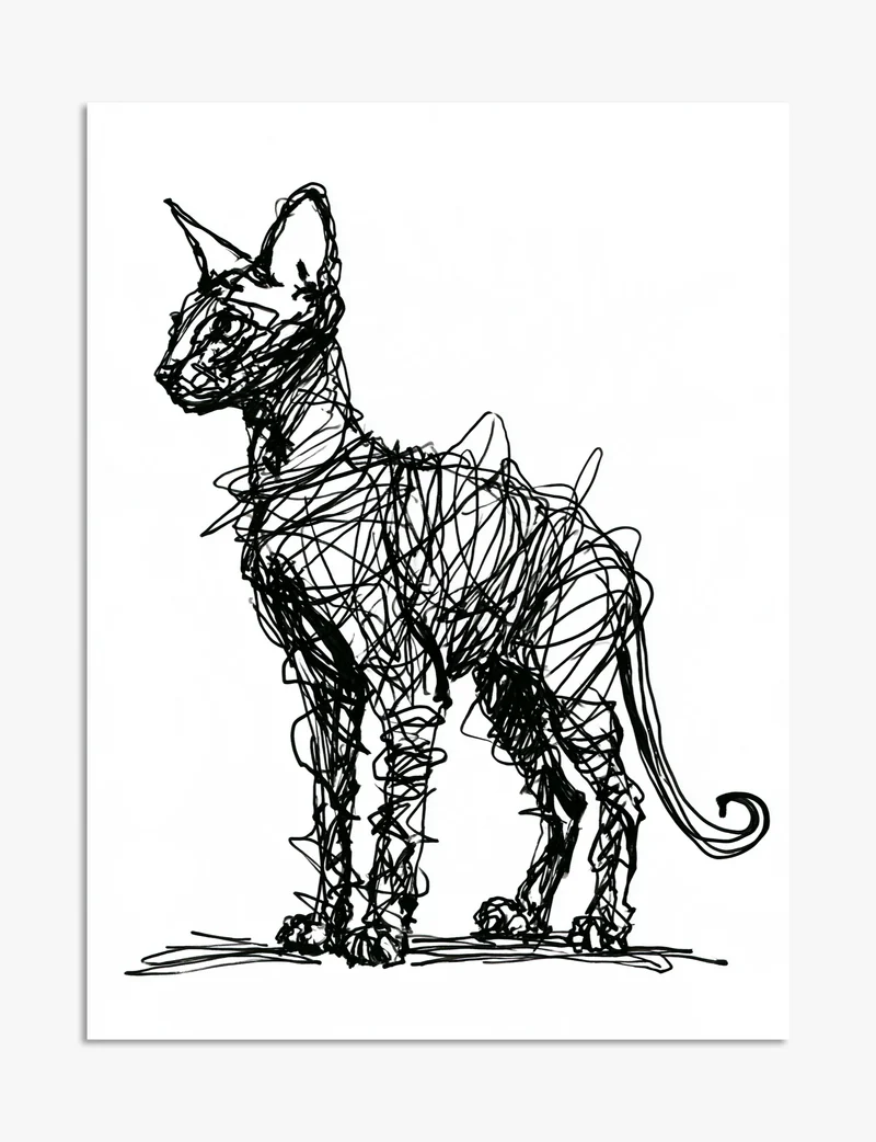 Scribble Cat Art Print