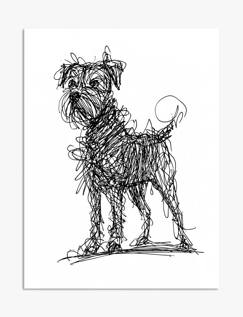 Border Terrier Scribble Art Print