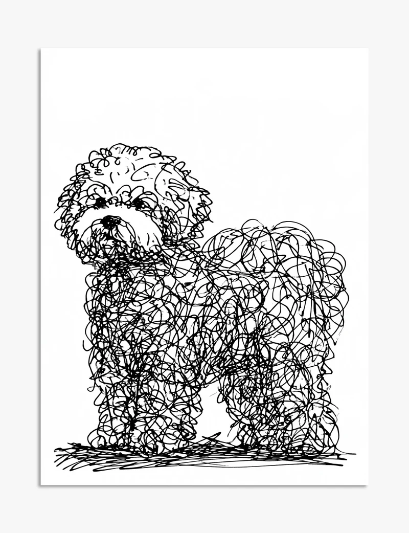 Bichon Frise Scribble Art Print