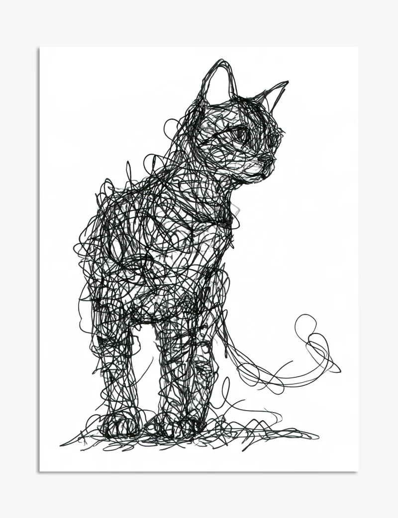 Scribble Cat Art Print