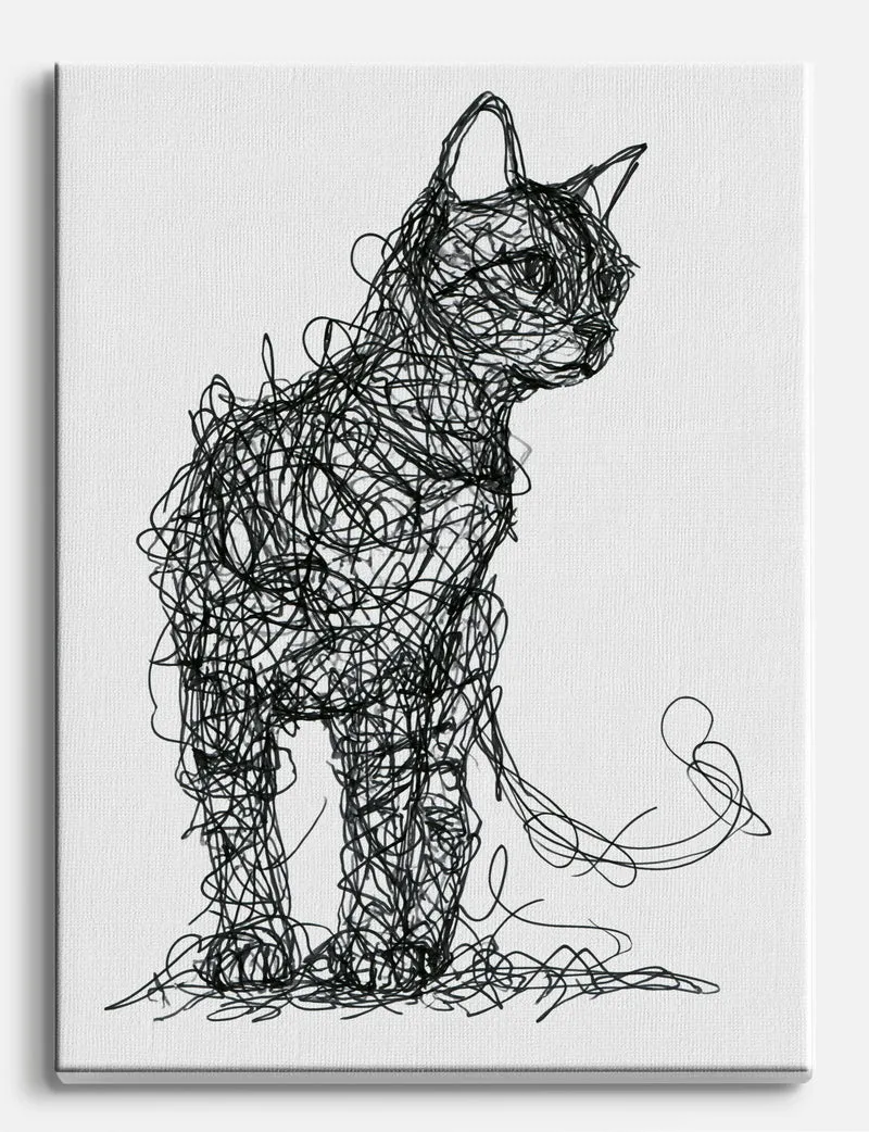 Scribble Cat Canvas Print