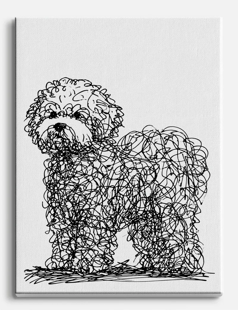 Bichon Frise Scribble Canvas Print