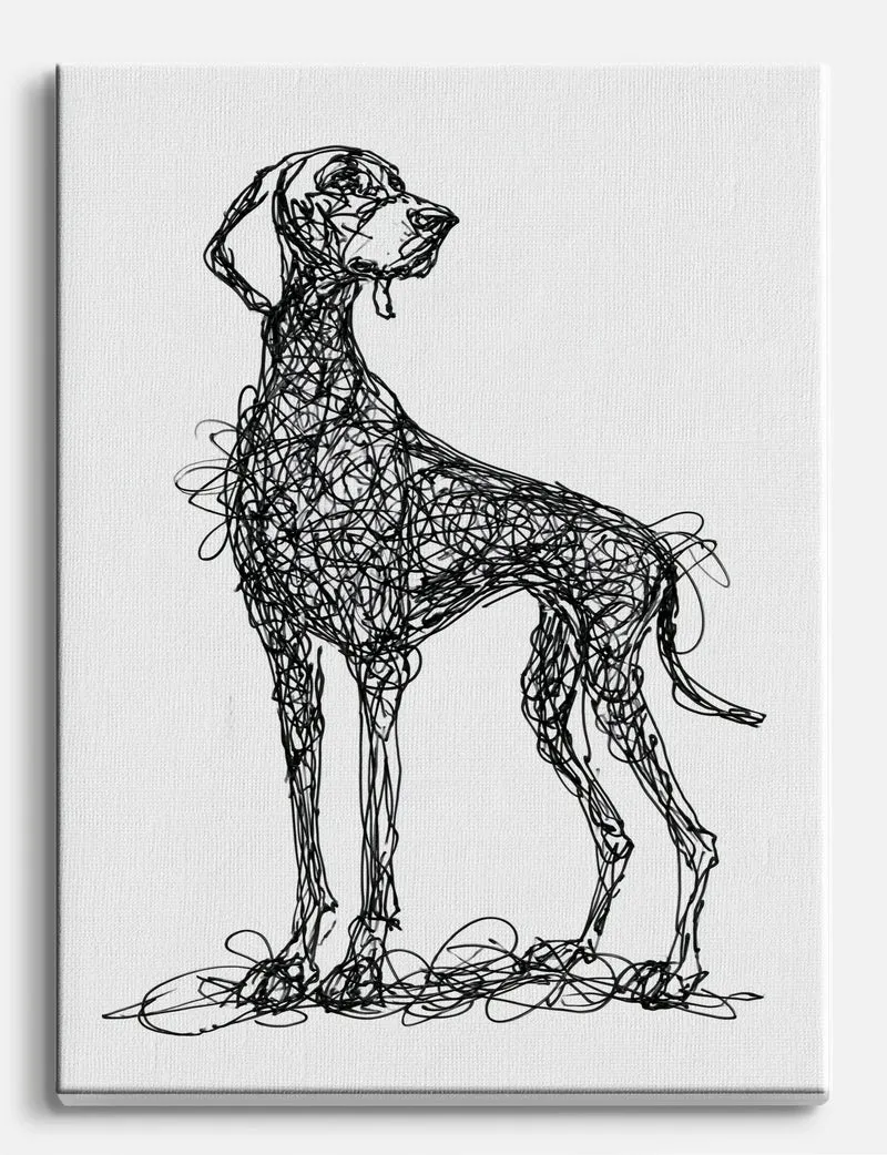 Scribbled Weimaraner Canvas Print