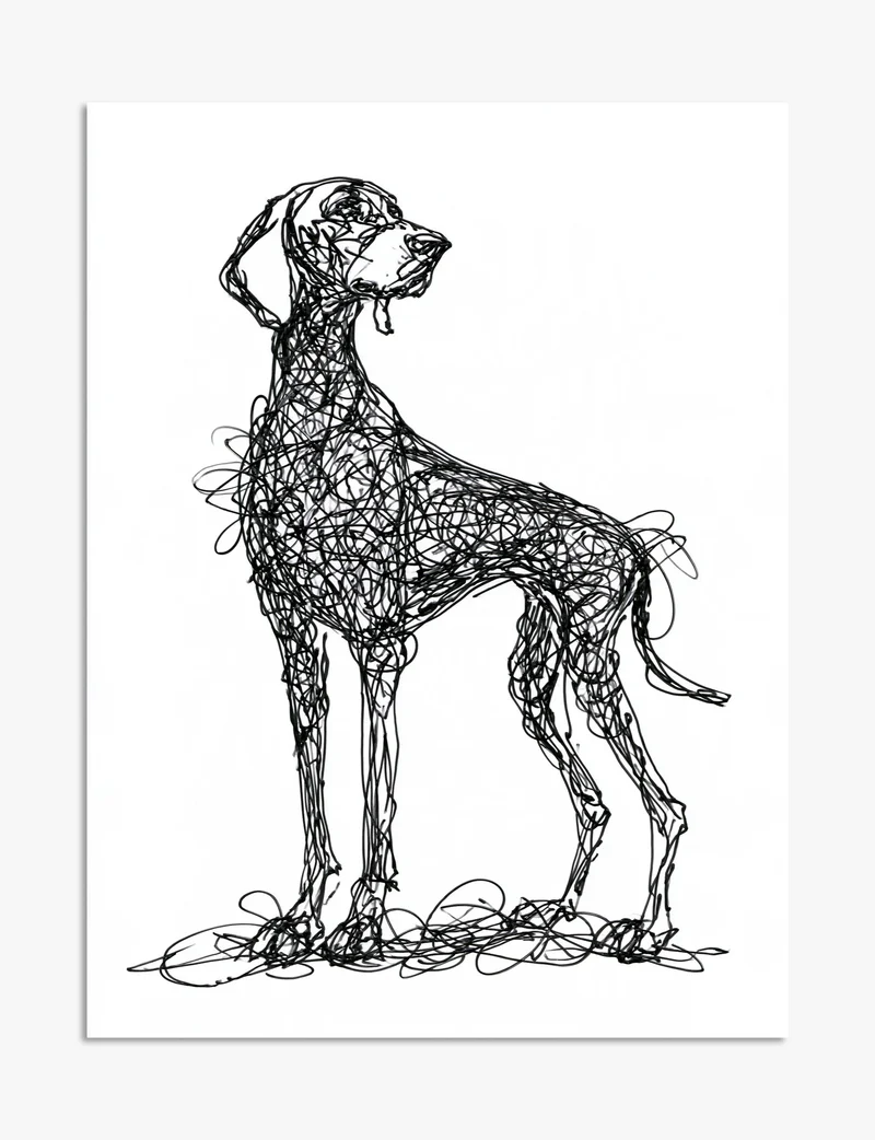 Scribbled Weimaraner Art Print