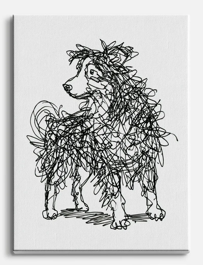 Australian Shepherd Scribble Canvas Print