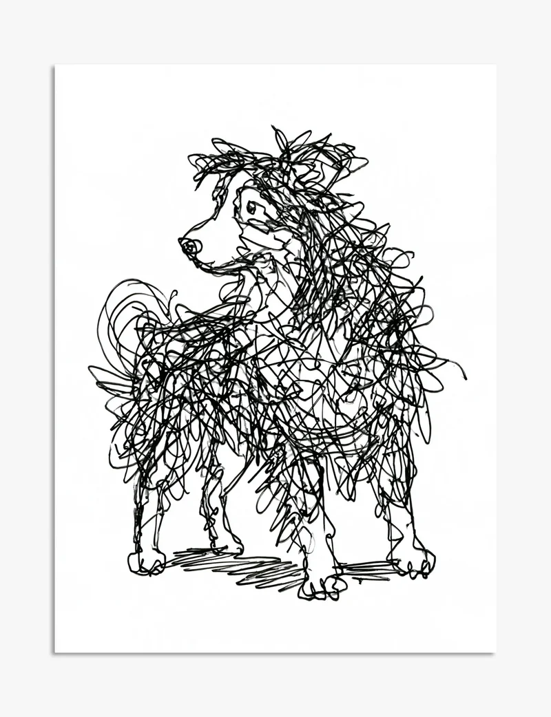 Australian Shepherd Scribble Art Print