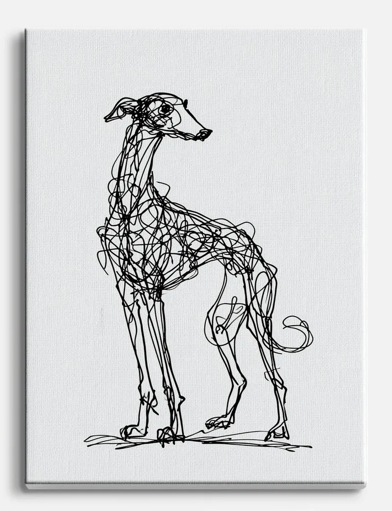 Whippet Scribble Canvas Print