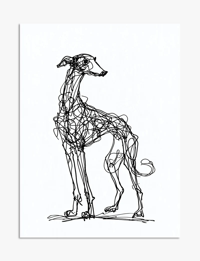 Whippet Scribble Art Print