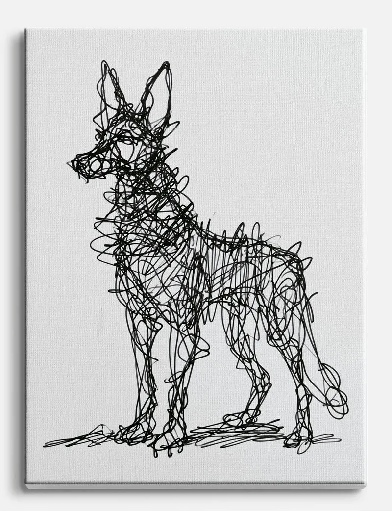 German Shepherd Scribble Canvas Print