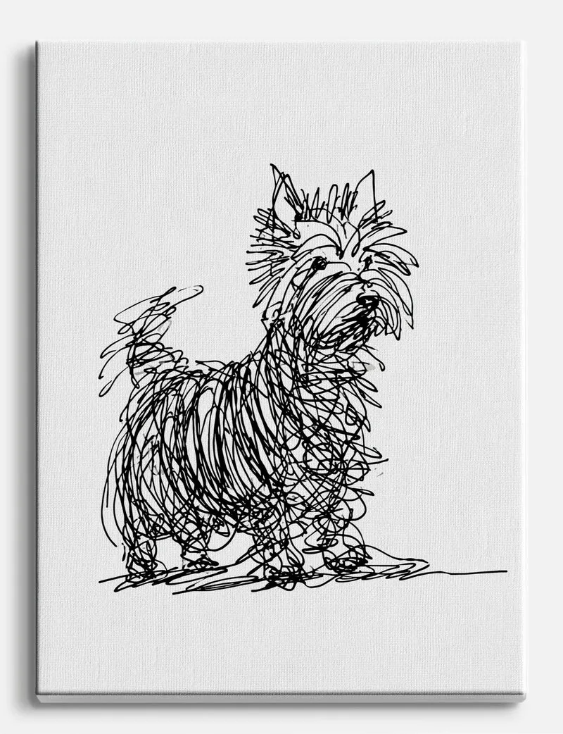 Scribbled Yorkshire Terrier Canvas Print
