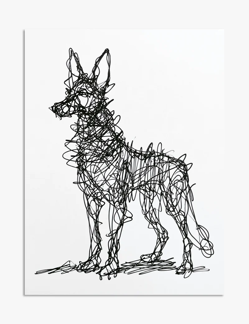 German Shepherd Scribble Art Print