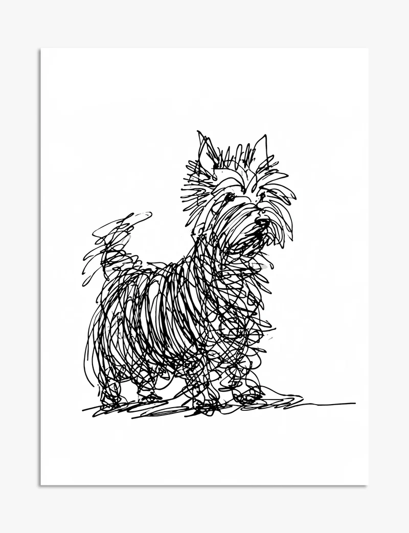Scribbled Yorkshire Terrier Art Print