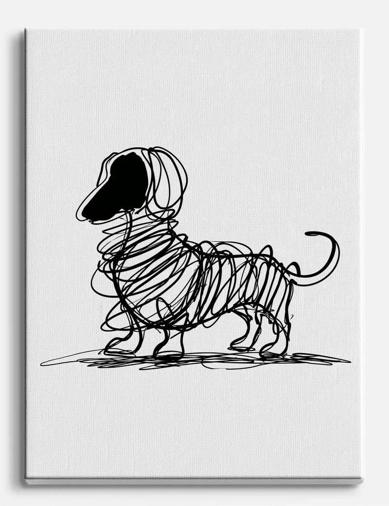 Scribbled Dachshund Canvas Print