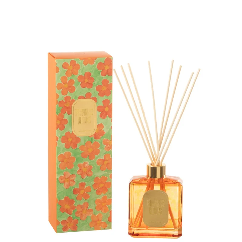 J-Line Duftöl + Stäbchen Blumen – orange/grün