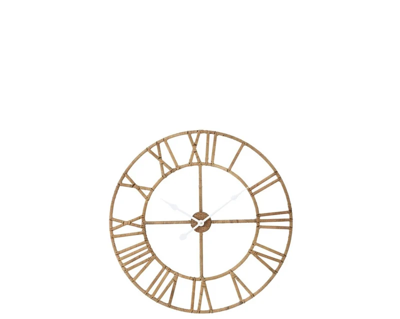 Wanduhr Roman – Rattan/Metall, Natur, 70 cm Durchmesser