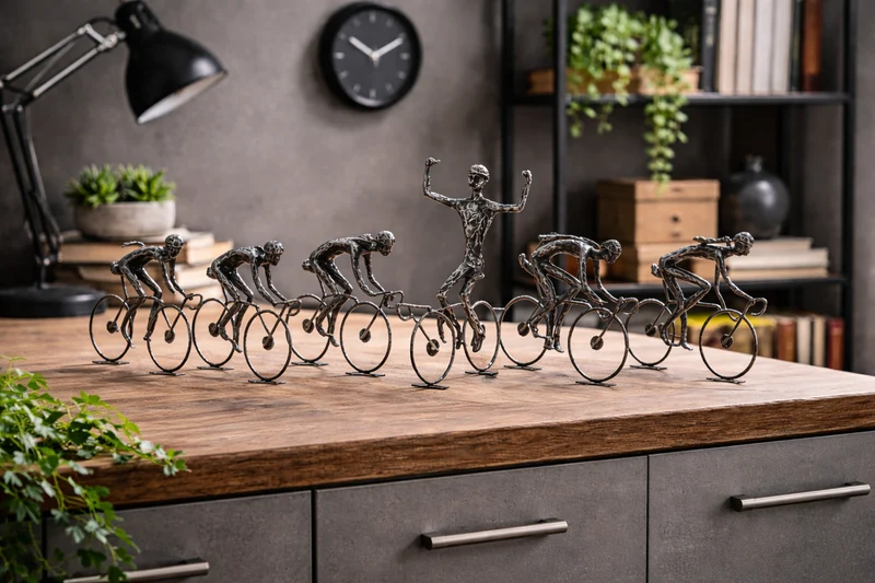 Veloro Zyklus Ensemble Radfahrer Figuren Set grau abstrakte Skulpturen 6er Set