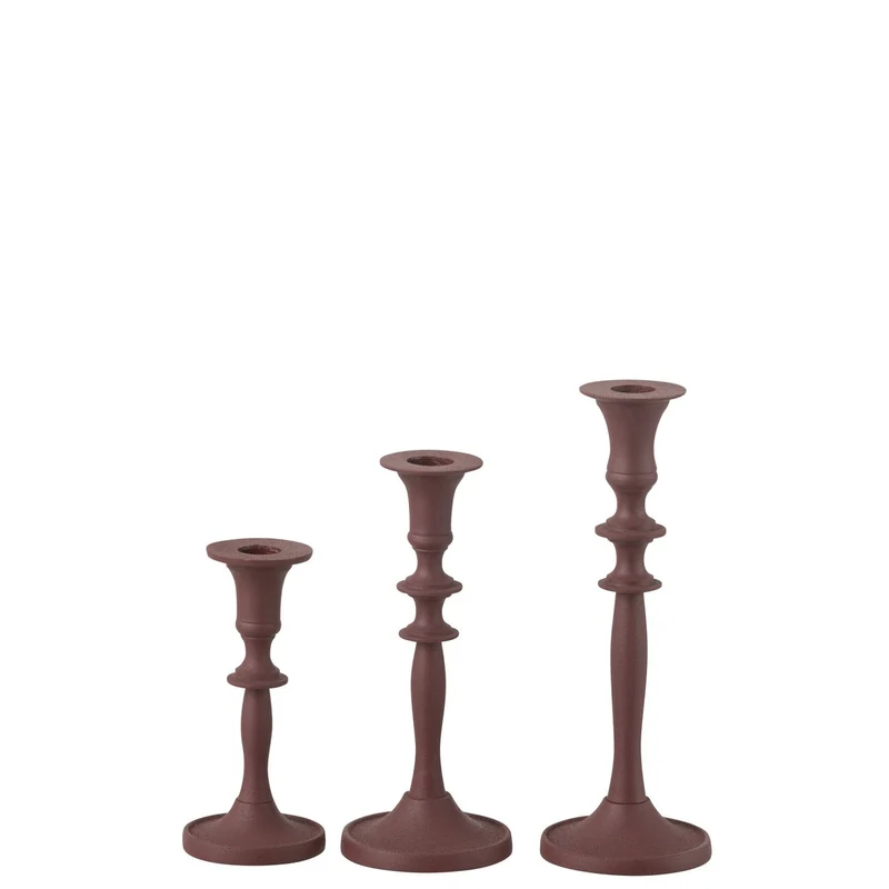 J-Line Set mit 3 Kerzenhaltern aus klassischem Aluminium in Kastanienbraun