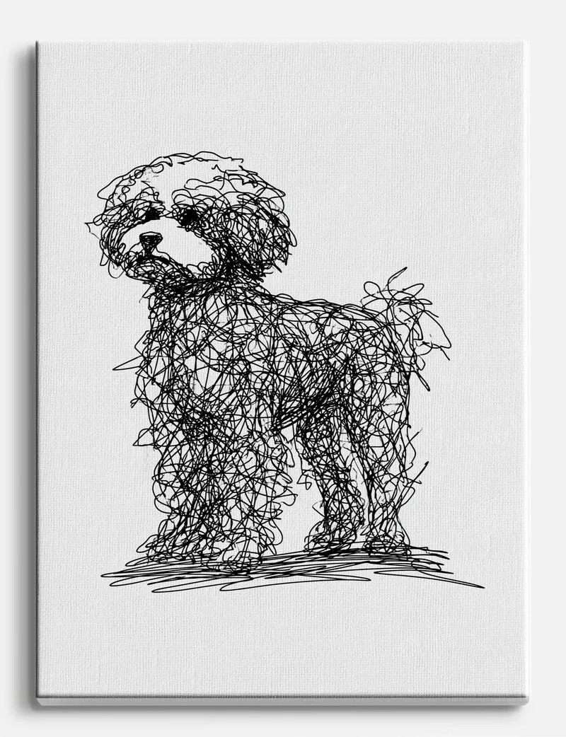 Scribble Bichon Frise Canvas Print
