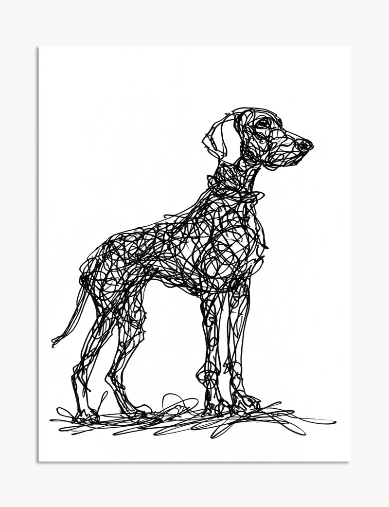 Scribble Weimaraner Art Print