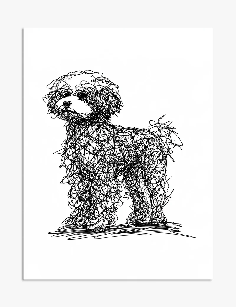 Scribble Bichon Frise Art Print