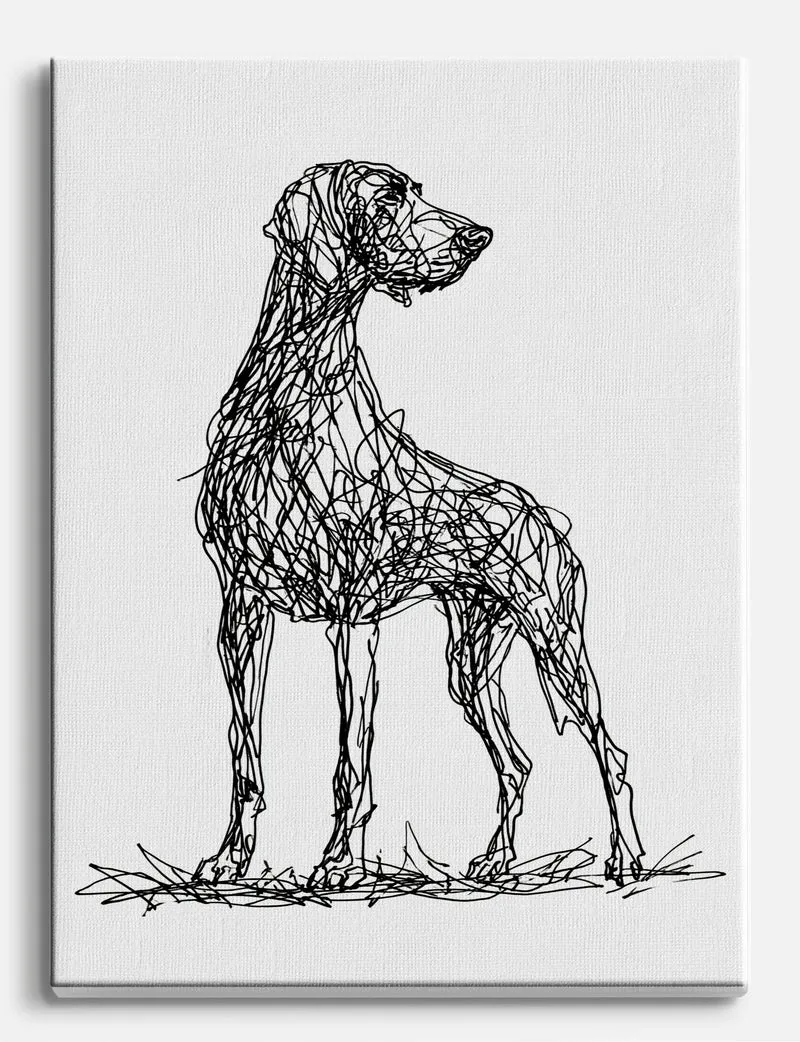 Weimaraner Scribble Sketch Canvas Print