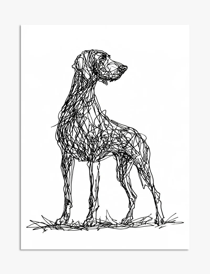 Weimaraner Scribble Sketch Art Print
