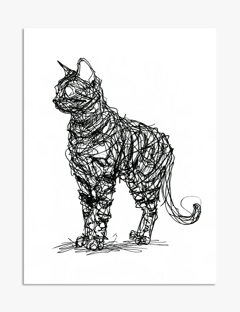 Scribble Cat Art Print