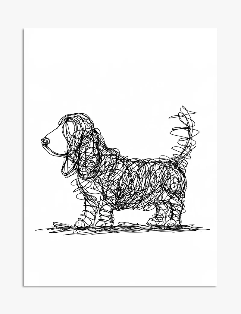 Basset Hound Scribble Art Print