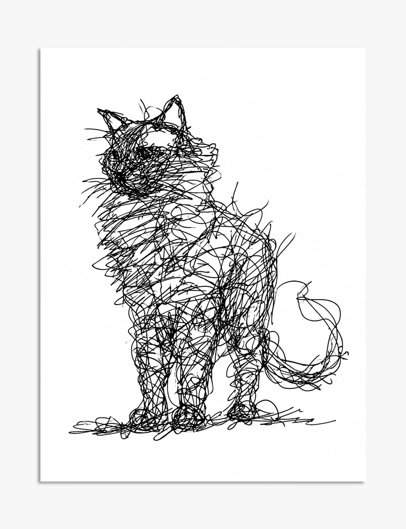 Scribbled Cat Art Print