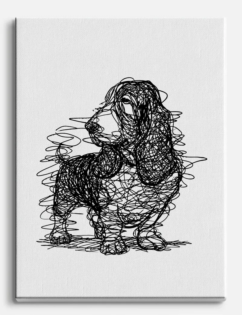 Basset Hound Scribble Canvas Print