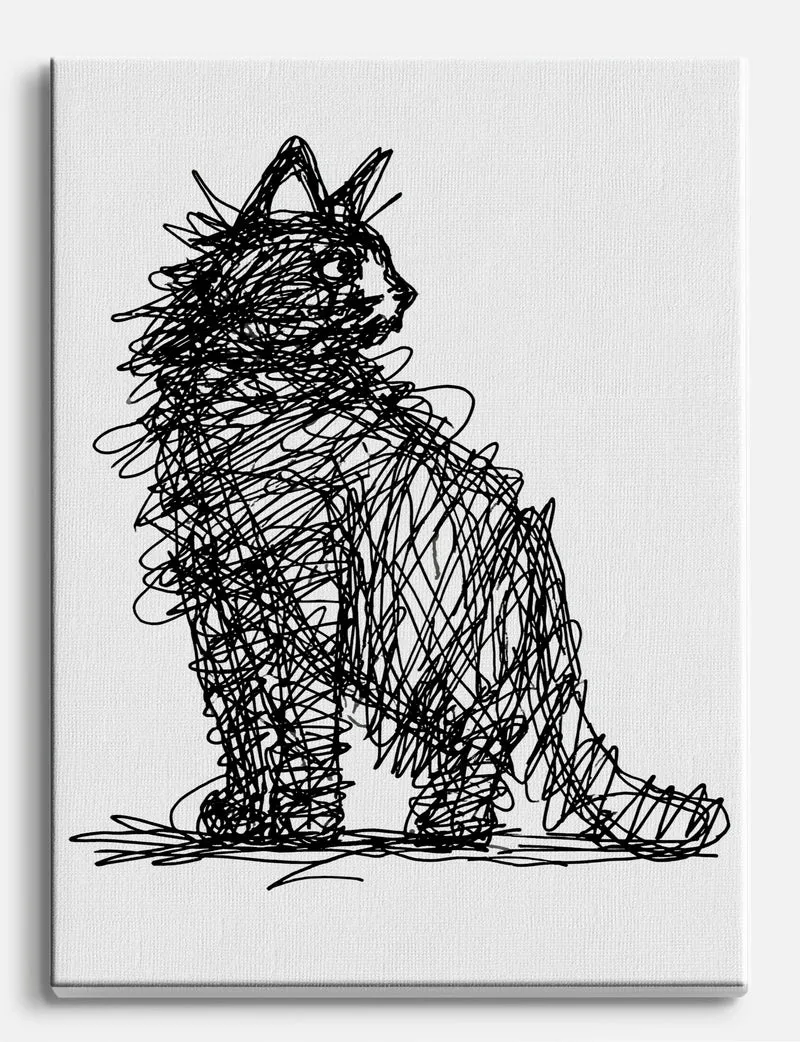 Scribble Cat Canvas Print
